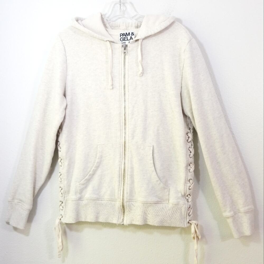 Pam & Gela zip front laced sides sweatshirt hoodie